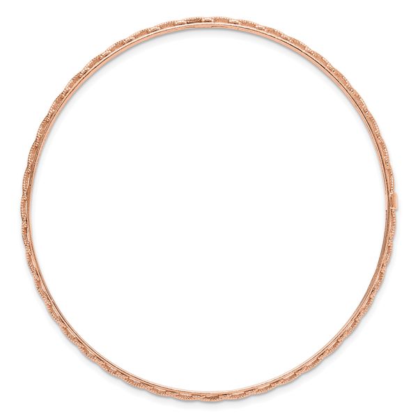 14K Rose Gold Polished and Textured Slip-on Bangle - Image 2