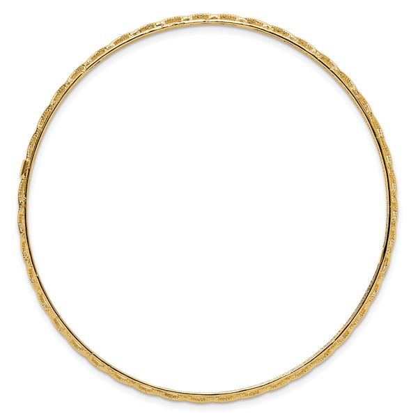 14K Polished and Textured Slip-on Bangle - Image 2
