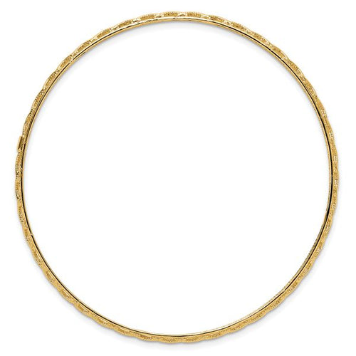 14K Polished and Textured Slip-on Bangle - Image 2