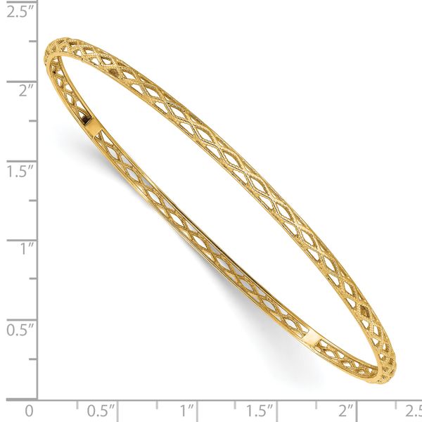 14K Polished and Textured Slip-on Bangle - Image 3