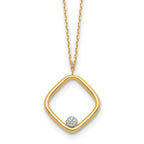 Leslie's 14K with Rhodium Polished CZ Square Necklace