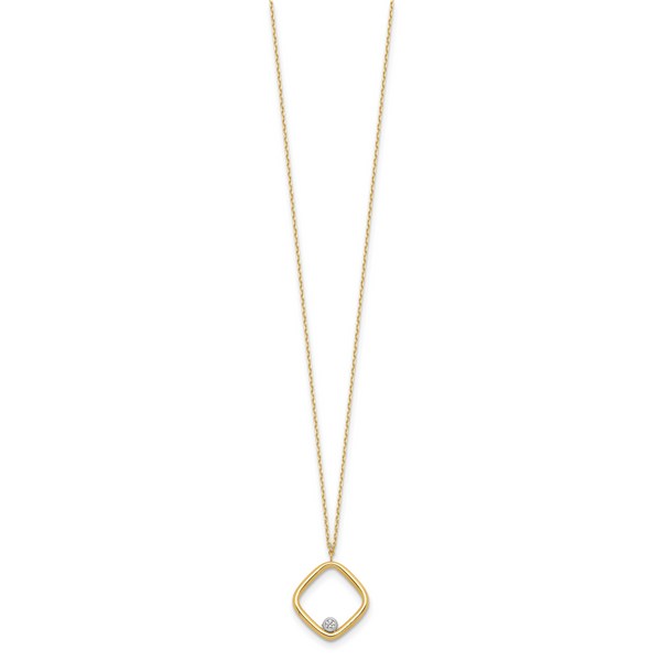 Leslie's 14K with Rhodium Polished CZ Square Necklace - Image 2