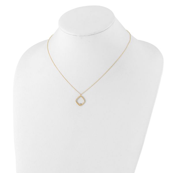 Leslie's 14K with Rhodium Polished CZ Square Necklace - Image 3