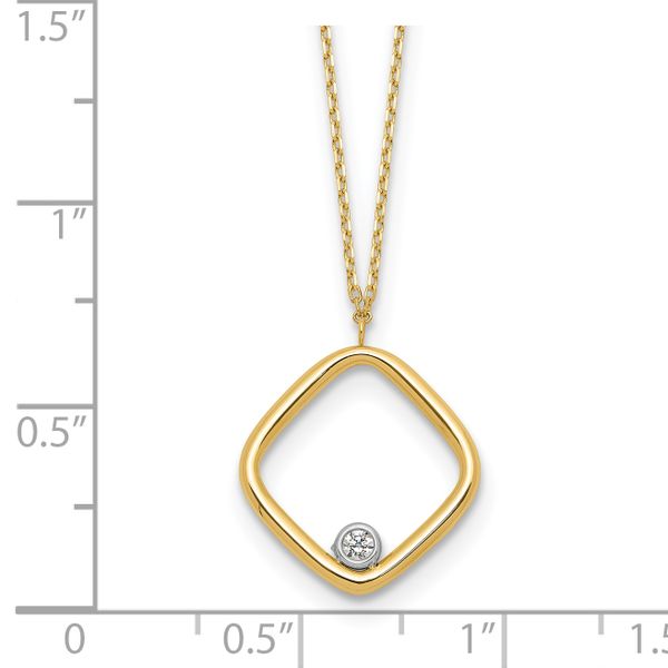 Leslie's 14K with Rhodium Polished CZ Square Necklace - Image 4