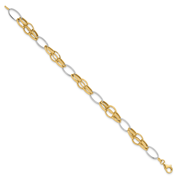 14K Two-tone Polished Fancy Link Bracelet - Image 2