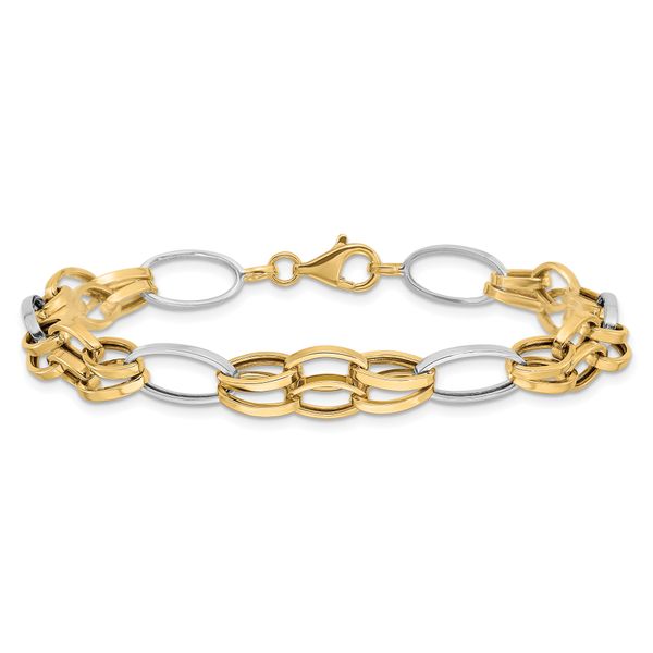 14K Two-tone Polished Fancy Link Bracelet - Image 3