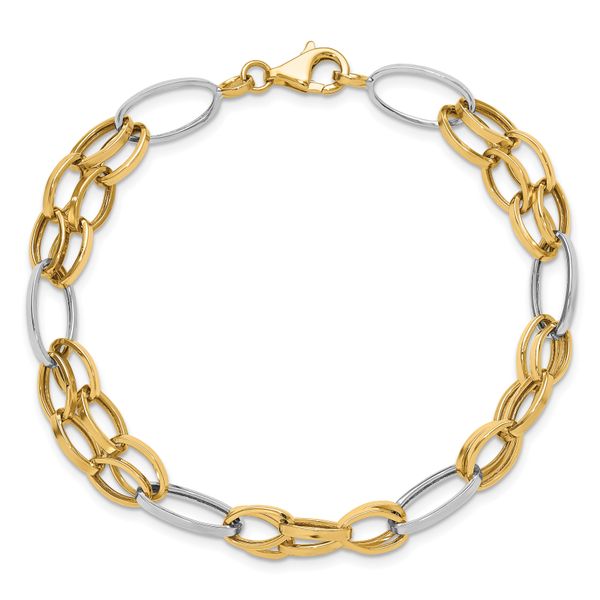 14K Two-tone Polished Fancy Link Bracelet - Image 4