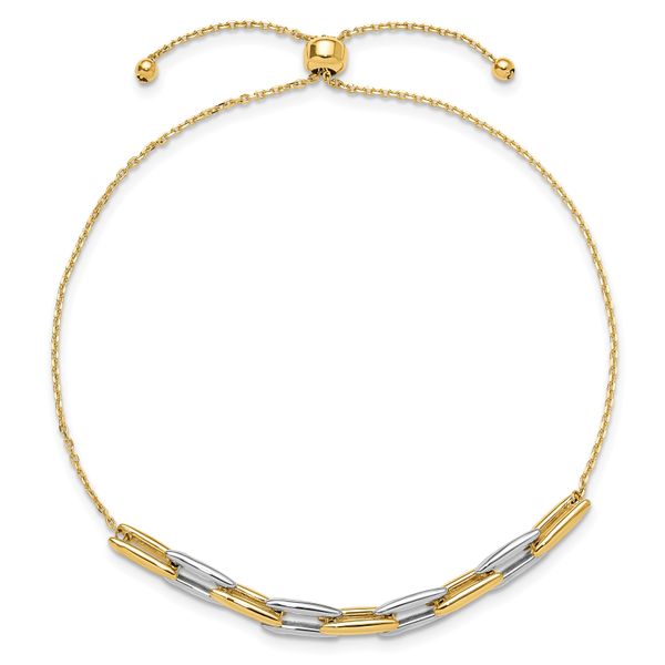Leslie's 14K Two-tone Polished Fancy Link Adjustable Bracelet - Image 2
