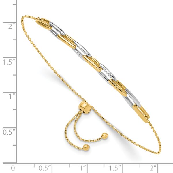 Leslie's 14K Two-tone Polished Fancy Link Adjustable Bracelet - Image 3