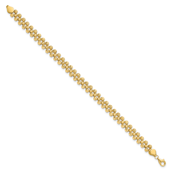Leslie's 14K Polished and Diamond-cut Fancy Beaded Link Bracelet - Image 2