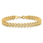 Leslie's 14K Polished and Diamond-cut Fancy Beaded Link Bracelet - Image 3
