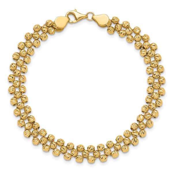 Leslie's 14K Polished and Diamond-cut Fancy Beaded Link Bracelet - Image 4