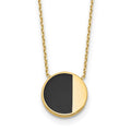 Leslie's 14K with Black Enamel Polished Circle Necklace