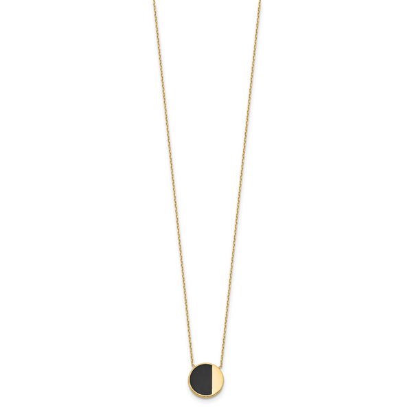 Leslie's 14K with Black Enamel Polished Circle Necklace - Image 2
