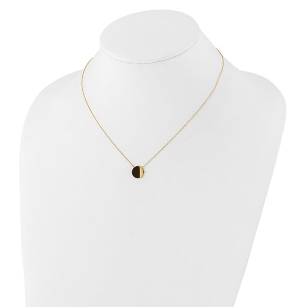 Leslie's 14K with Black Enamel Polished Circle Necklace - Image 3