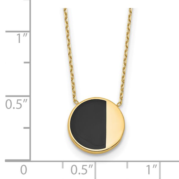 Leslie's 14K with Black Enamel Polished Circle Necklace - Image 4