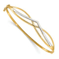 14K with Rhodium Polished Fancy Hinged Bangle