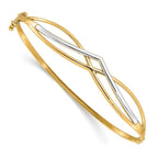 14K with Rhodium Polished Fancy Hinged Bangle
