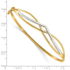 14K with Rhodium Polished Fancy Hinged Bangle - Image 3