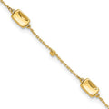 Leslie's 14K Polished and Diamond-cut Station Plus 1in ext. Anklet