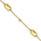 Leslie's 14K Polished and Diamond-cut Station Plus 1in ext. Anklet