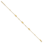 Leslie's 14K Polished and Diamond-cut Station Plus 1in ext. Anklet - Image 2