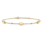 Leslie's 14K Polished and Diamond-cut Station Plus 1in ext. Anklet - Image 3