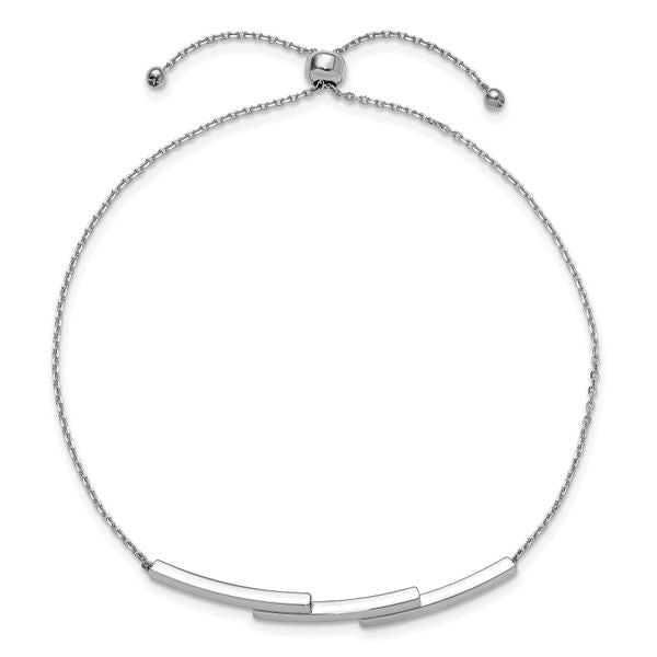 Leslie's 14K White Gold Polished Bar Adjustable Bracelet - Image 2