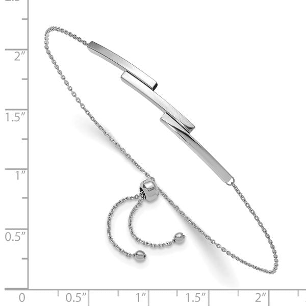 Leslie's 14K White Gold Polished Bar Adjustable Bracelet - Image 3