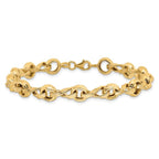 14K Polished and Textured Fancy Link Bracelet - Image 3