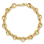 14K Polished and Textured Fancy Link Bracelet - Image 4