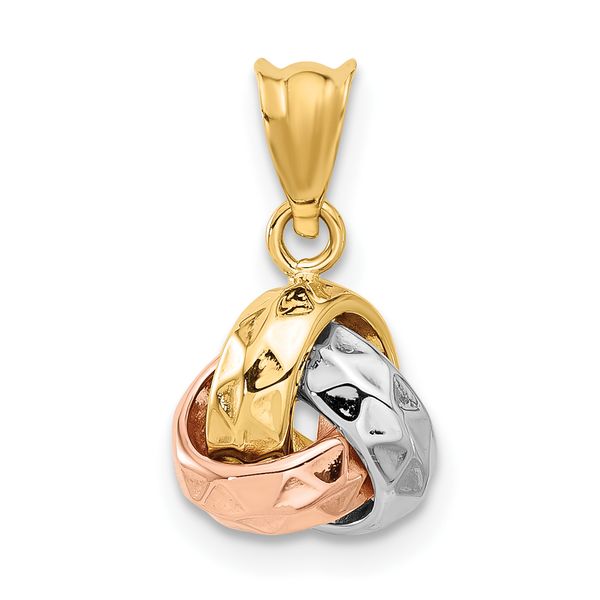 Leslie's 14K Tri-color Polished and Diamond-cut Love Knot Pendant - Image 3