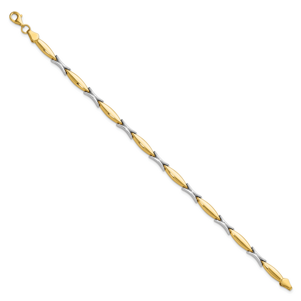 Leslie's 14K Two-tone Polished Fancy Link Bracelet - Image 2