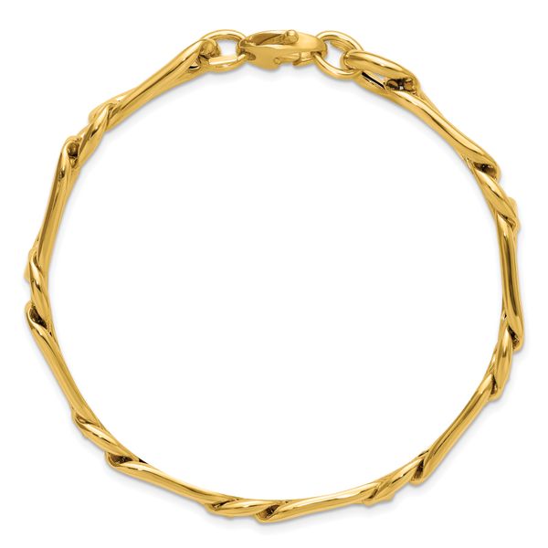 14K Polished Hollow Fancy Link Men's Bracelet - Image 4