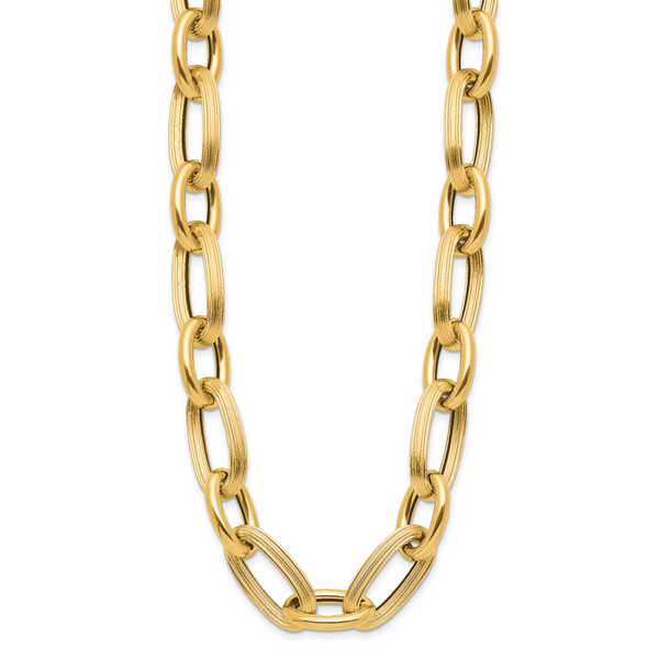 14K Polished Textured Hollow Fancy Link Necklace - Image 2