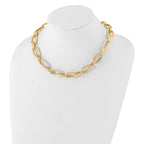 14K Polished Textured Hollow Fancy Link Necklace - Image 3