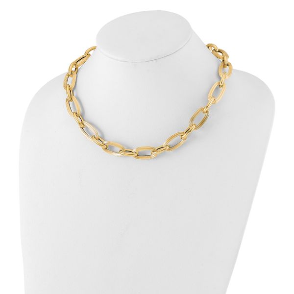 14K Polished Textured Hollow Fancy Link Necklace - Image 3