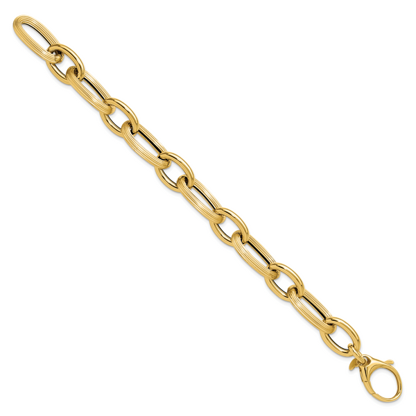 Leslie's 14K Polished Textured Hollow Fancy Link Bracelet - Image 2