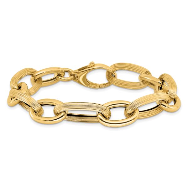 Leslie's 14K Polished Textured Hollow Fancy Link Bracelet - Image 3