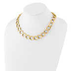 14K Polished Brushed Hollow Fancy Link Necklace - Image 2