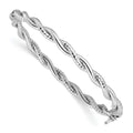14K White Gold Polished and Textured Twisted Hinged Bangle