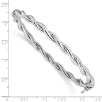 14K White Gold Polished and Textured Twisted Hinged Bangle - Image 3