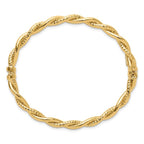 14K Polished and Textured Twisted Hinged Bangle - Image 2