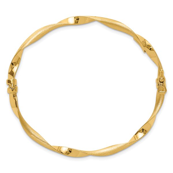 Leslie's 14K Polished and Brushed Twisted Hinged Bangle - Image 2