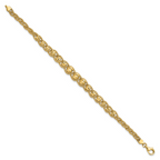 14K Polished Textured and Diamond-cut Beaded Bracelet - Image 2