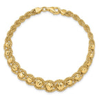 14K Polished Textured and Diamond-cut Beaded Bracelet - Image 4