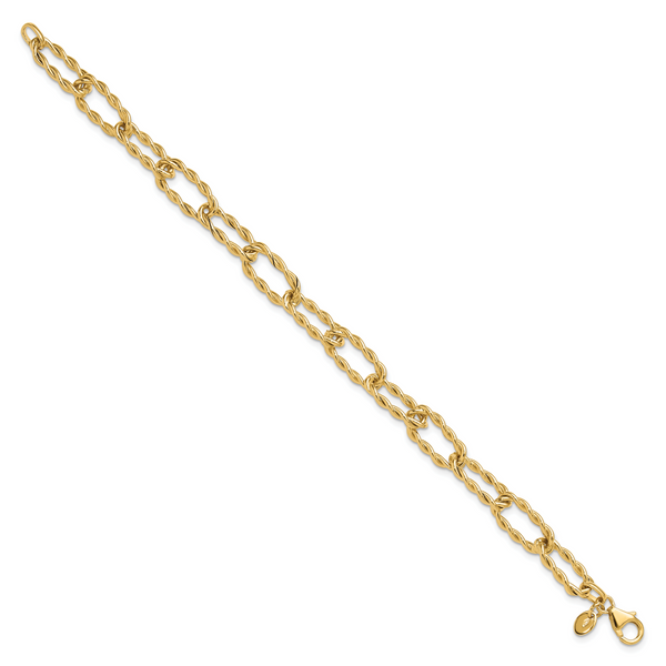 Leslie's 14K Polished and Textured Twisted Link Bracelet - Image 2