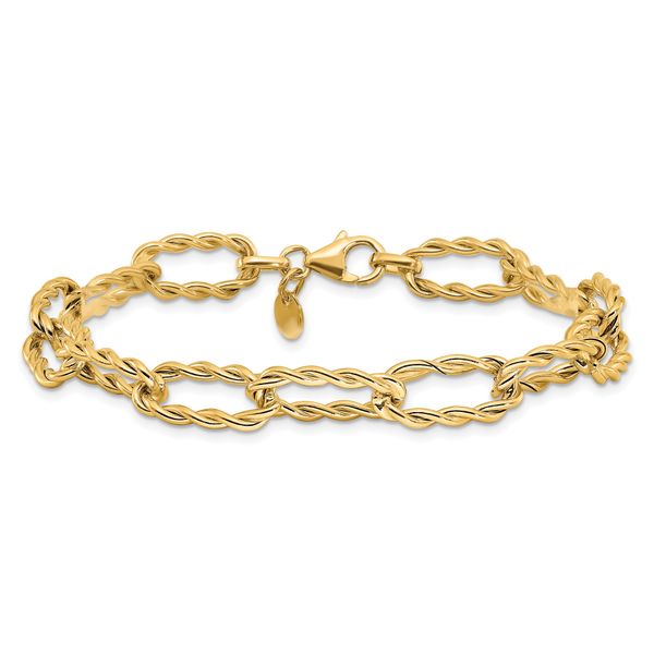 Leslie's 14K Polished and Textured Twisted Link Bracelet - Image 3