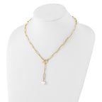 Leslie's 14K Polished Freshwater Cultured Pearl Fancy Link Toggle Necklace - Image 3