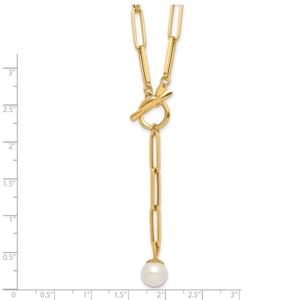 Leslie's 14K Polished Freshwater Cultured Pearl Fancy Link Toggle Necklace - Image 4